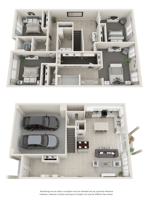 Floor plan for 3 beds, 2.5 baths, 2200 sqft